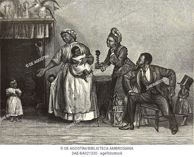 Aunt Chloe's visit, engraving after a painting by Alfred Edward Emslie (1848-after 1897), illustration from the magazine The Graphic, volume XV, no 387