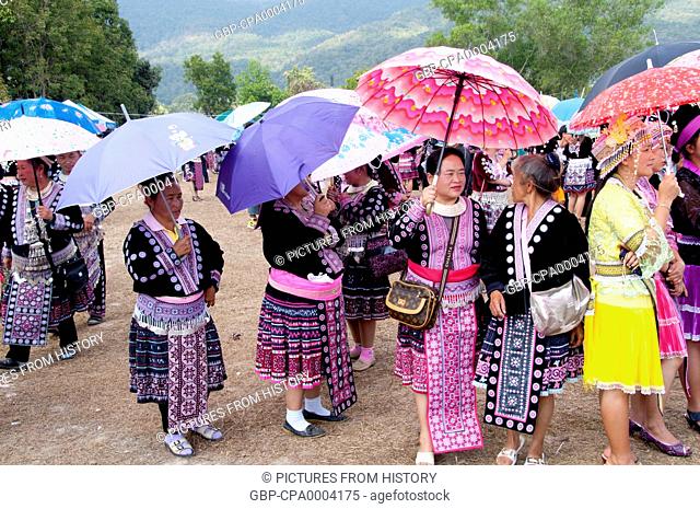 Thailand: Finely dressed women, Hmong New Year celebrations, Chiang Mai, Northern Thailand