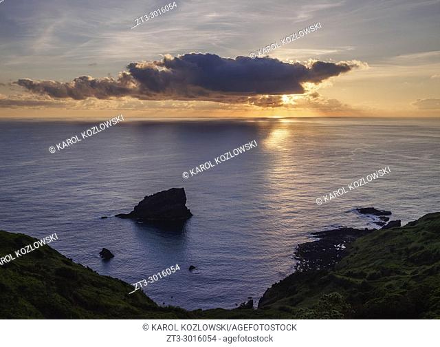 Sunset near Lajedo, Flores Island, Azores, Portugal