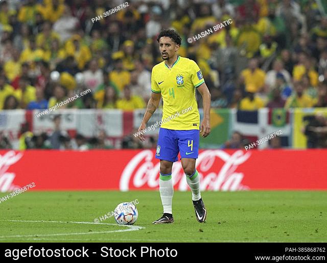 November 24th, 2022, Khalifa International Stadium, Doha, QAT, World Cup FIFA 2022, Group G, Brazil vs Serbia, in the picture Brazil's defender Marquinhos