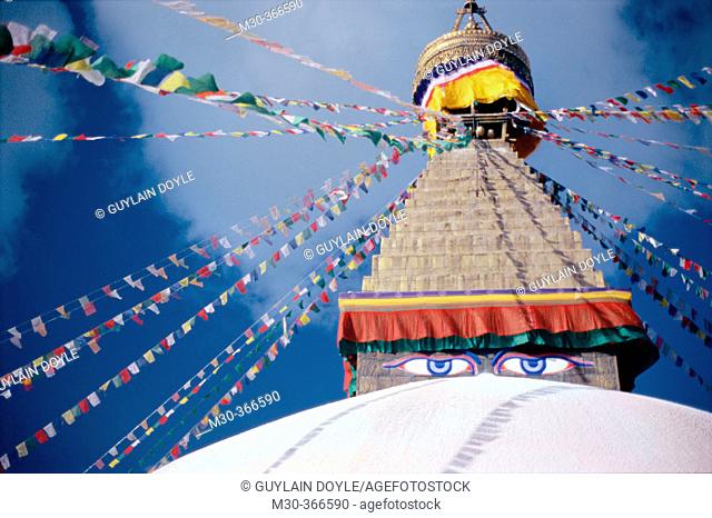 Stupa (Nepalese Buddhist shrine). Bodnath. Kathmandu Valley. Nepal
