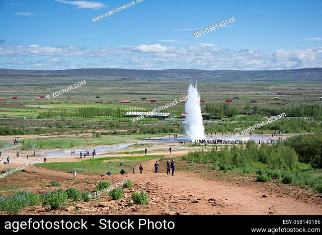 General view of the geothermal zone of Geysir and Strokkur in iceland