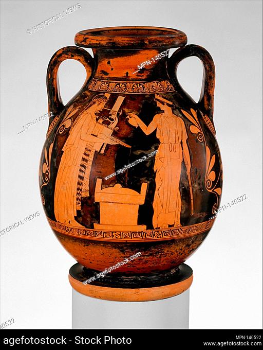 Terracotta pelike (jar). Attributed to an artist near the Chicago Painter; Period: Classical; Date: mid-5th century B.C; Culture: Greek