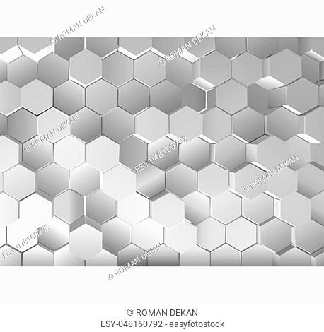 Metallic Hexagonal Background with 3D Effect - Abstract Graphic Illustration, Vector