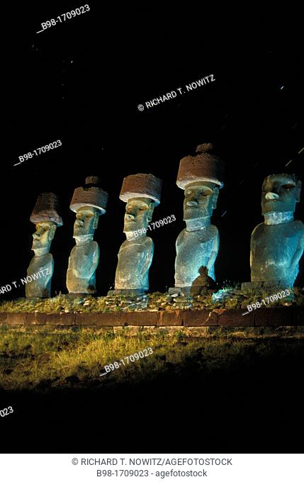 These 'moais, ' carved monoliths of ancestral gods, are believed to date from the 13th or 14th century  Easter island lies 2