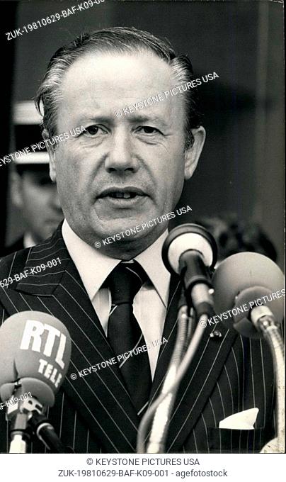 Jun. 29, 1981 - Thorn is the President of the European Community and met with Mitterrand at the Elysee Palace. (Credit Image: © Keystone Press Agency/Keystone...
