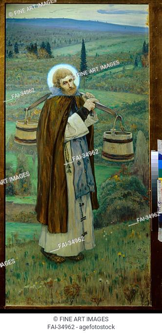 Saint Sergius' labours (Triptych, Left part) by Nesterov, Mikhail Vasilyevich (1862-1942)/Oil on canvas/Symbolism/1896/Russia/State Tretyakov Gallery