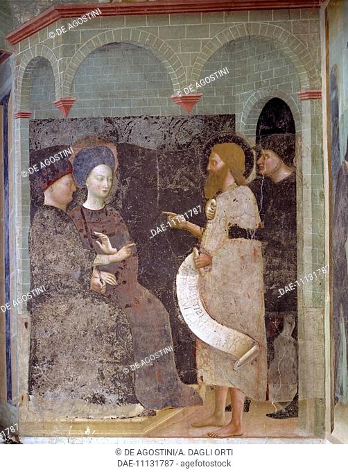 John the Baptist before Herod, detail from Herod's Banquet, 1435, fresco by Masolino da Panicale (1383-1477), from Stories of St John Baptist