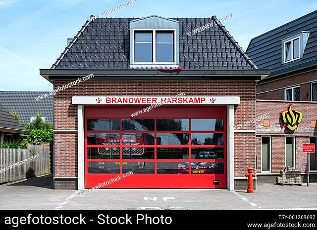 Harskamp, Gelderland, The Netherlands - 07 14 2022 - Firefighter agency facade painted in red