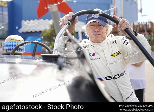 19 September 2023, Baden-Württemberg, Sinsheim: Former racing driver Leopold Prince of Bavaria refuels the ""Brutus"" racing car with e-fuels at the Sinsheim...