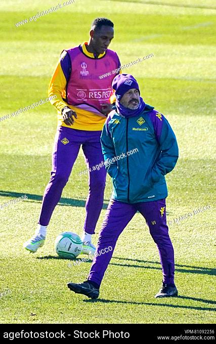 Fiorentina's head coach Vincenzo Italiano pictured during a training session of Belgian soccer team KRC Genk, on Wednesday 29 November 2023 in Firenze, Italy