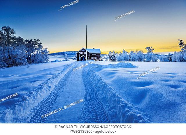 Empty road close to the IceHotel, Jukkasjarvi, Lapland Sweden
