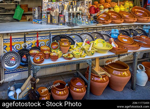 Pottery For Sale, Market, Valencia Old Town, Spain