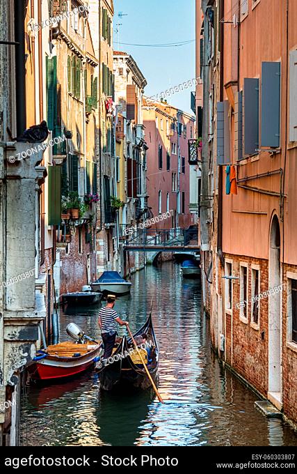 Venice Grand canal with gondolas, Italy in summer, Europe