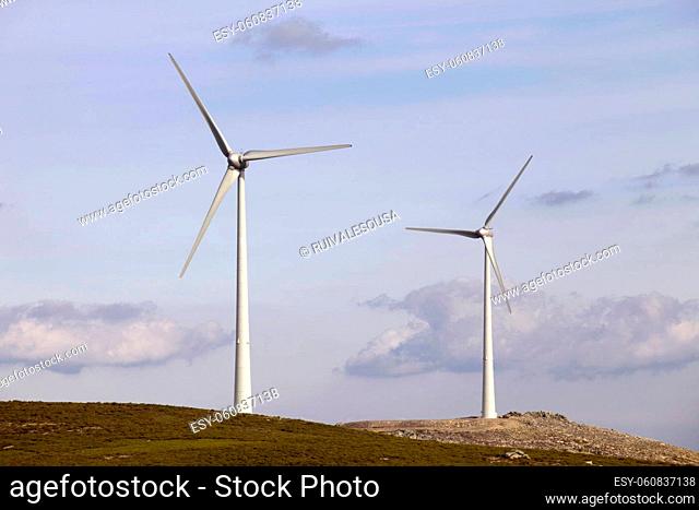 wind turbines in the top of the mountain