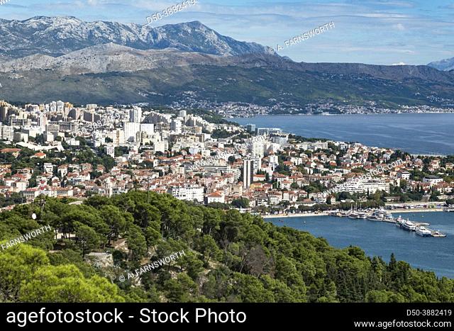 Split, Croatia The skyline of the city and mountains