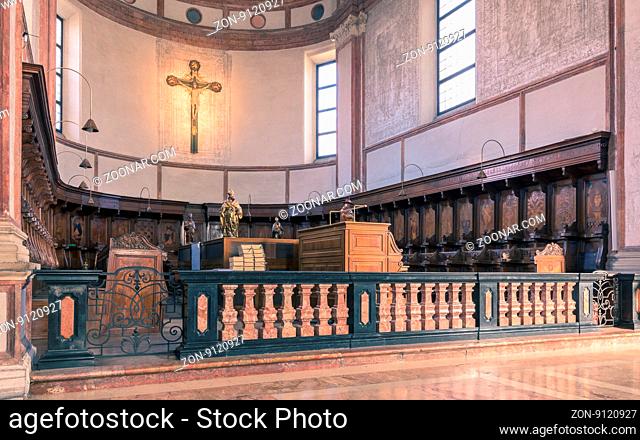 Santa Maria delle Grazie , church inside.Milan, Italy.Vintage style