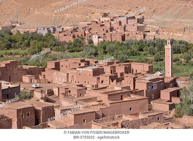 Ksar, fortified city, Road of the Kasbahs, Ounila-Tal, near Aït-Ben-Haddou, Souss-Massa-Draâ region, Morocco