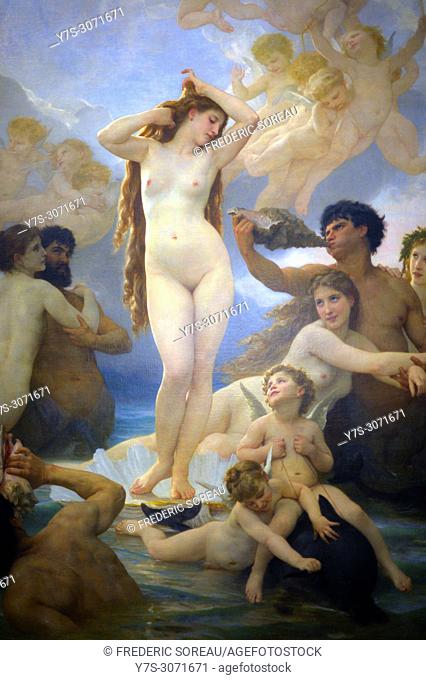 Birth of Venus, La Naissance de Venus, by William Bouguereau, 1879, Musee d'Orsay, Orsay Museum, Paris, France, Europe