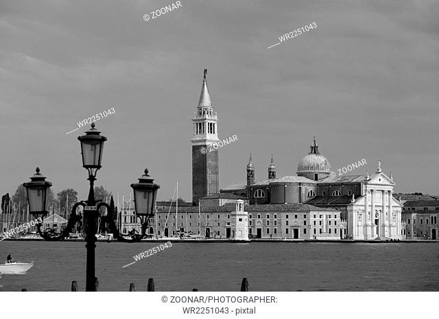 Black and white image of San Giorgio Maggiore Island