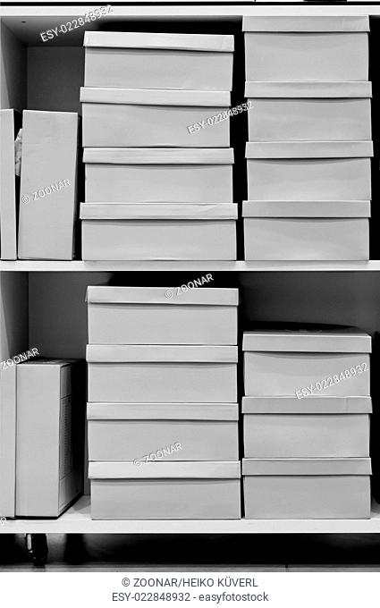 shoe boxes in a Shop