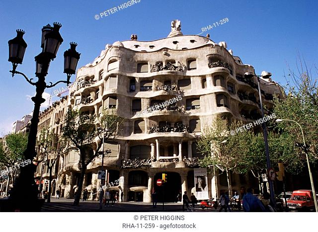 Gaudi's Casa Mila La Pedrera, Barcelona, Catalonia, Spain, Europe