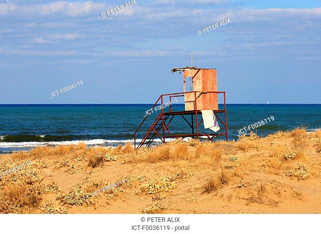 Greece, Crete, Georgioupoli, lifeguard station