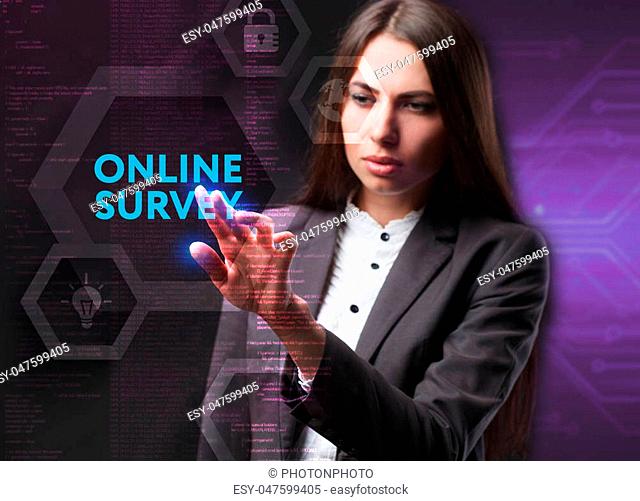 The concept of business, technology, the Internet and the network. A young entrepreneur working on a virtual screen of the future and sees the inscription:...