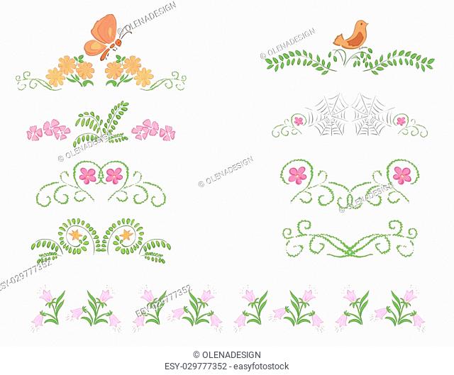 floral decorative dividers - vector set