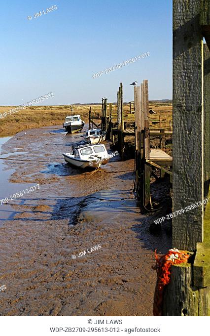 A view of a small creek on the North Norfolk coast at Thornham, Norfolk, England, United Kingdom