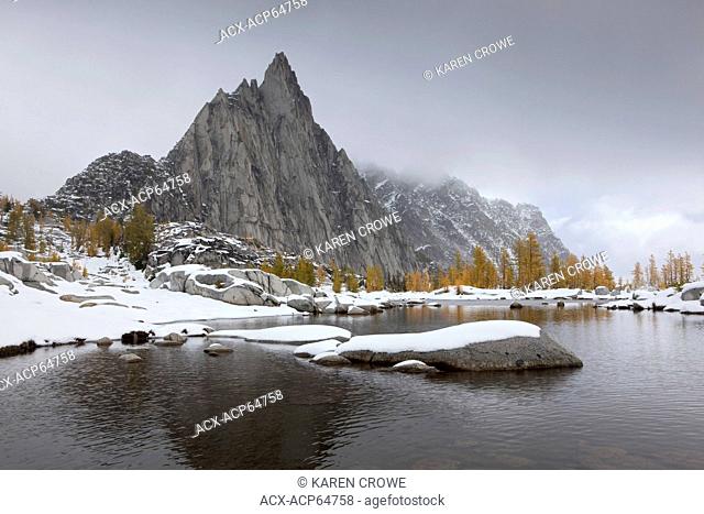 Gnome Tarn and Prusik Peak, Enchantments Basin, Alpine Lakes Wilderness, Washington State, United States of America