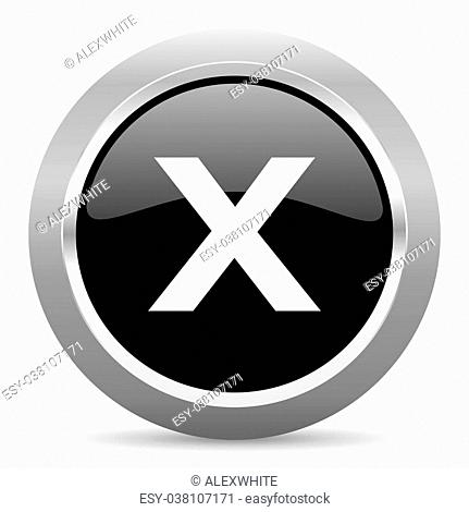 cancel black metallic chrome web circle glossy icon