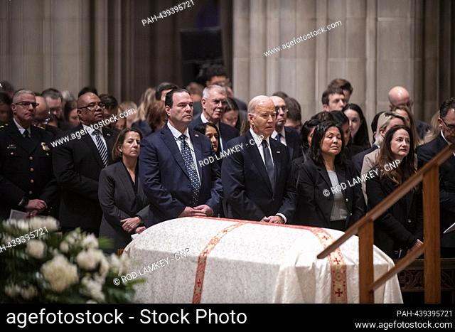 United States President Joe Biden stands next to the casket carrying retired Associate Justice of the Supreme Court Sandra Day O'Connor during her funeral...