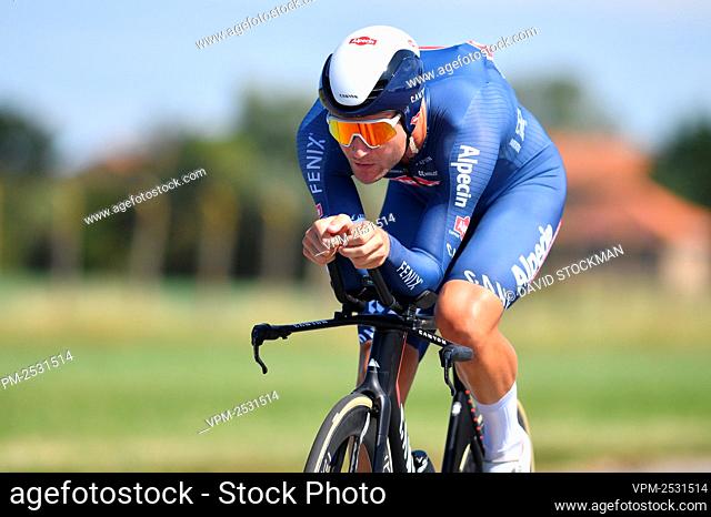 Belgian Jonas Rickaert of Alpecin-Fenix pictured in action during the men's elite individual time trial race of 42, 9km at the Belgian championships