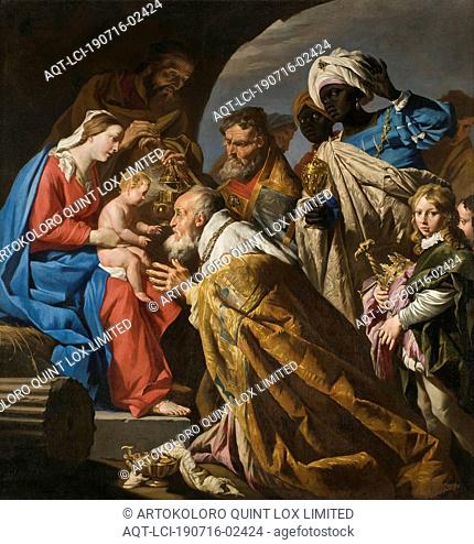 Matthias Stom, The Adoration of the Magi, Adoration of the Kings, painting, religious art, early 1630s, oil on canvas, Height, 175 cm (68