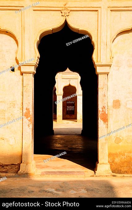 Door at Orchha Fort Raja Mahal in India