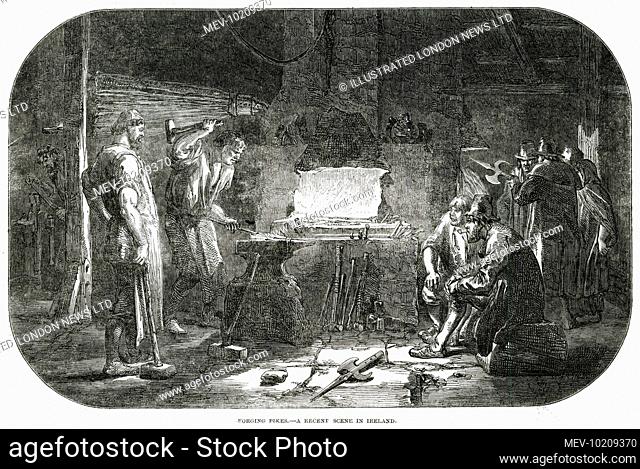 Young Irelander Rebellion of 1848, Irish men in a forge making pikes