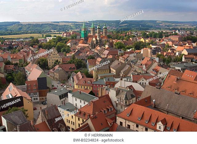 panoramic view over the city roofs, Germany, Saxony-Anhalt, Vogtlaendische Schweiz, Naumburg
