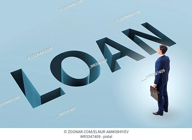 Businessman in debt and borrowing concept