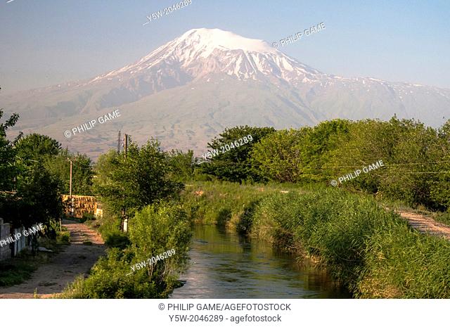 Mt Ararat, seen from countryside north of Yerevan, Armenia, but just across the Turkish border