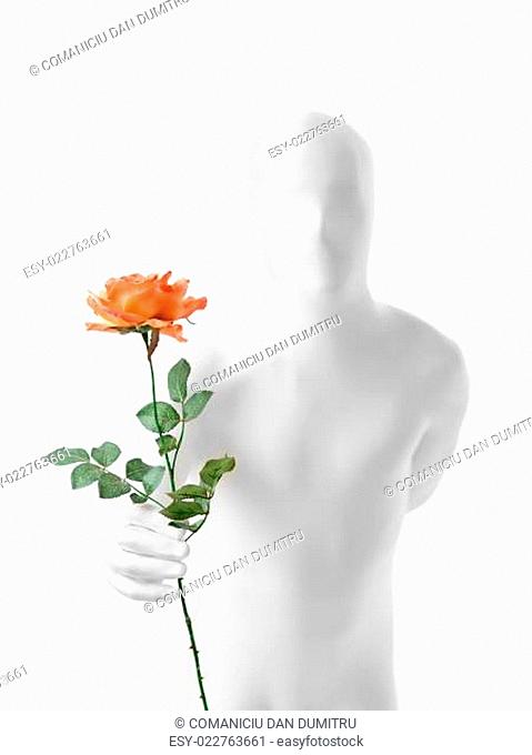faceless man with rose