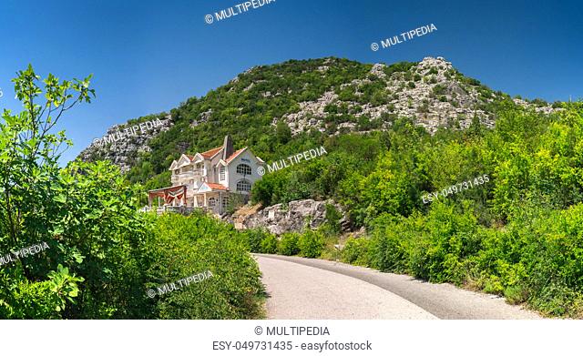 Skadar lake, Montenegro - 07.15.2018. Hotel Gazivoda near Crnojevica river bend in Montenegro, Rijeka Crnojevica in Montenegro