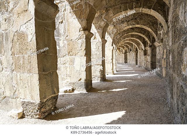 Aspendos amphitheater tunnel. Ancient Greece. Asia Minor. Turkey