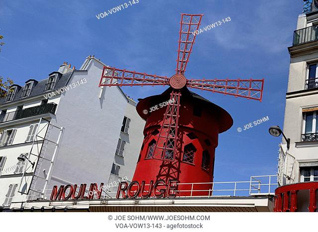 FRANCE-CULTURE-ENTERTAINMENT-MOULIN - ROUGE shows RED WINDMILL, Montmartre Paris - August 2015