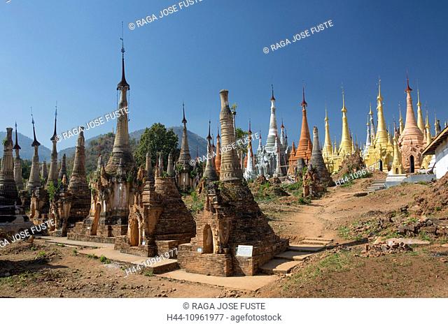Indeinn, Inle, Myanmar, Burma, Asia, architecture, colourful, exotic, famous, history, many, natural, old, plenty, remote, ruins, skyline, stupas, touristic