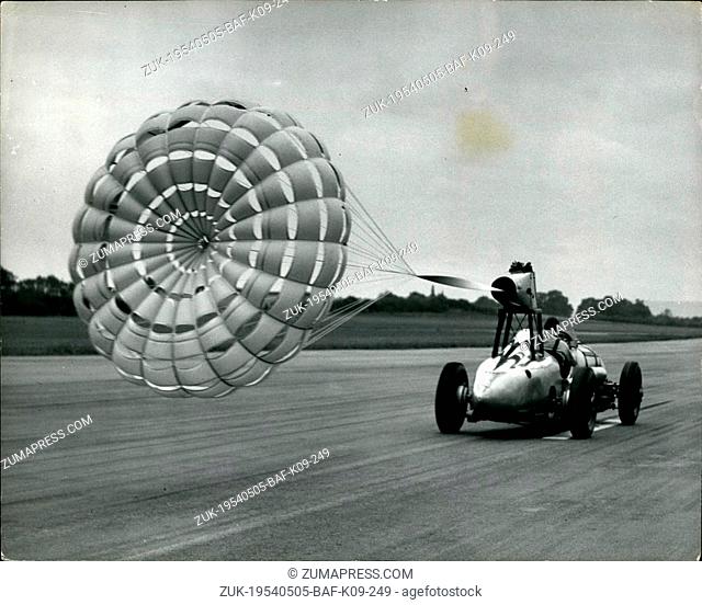 May 05, 1954 - John Cobb's Racing Car Used In Demonstration Of Retractable Aircraft Brake Parachute: Early in 1951, the C.Q