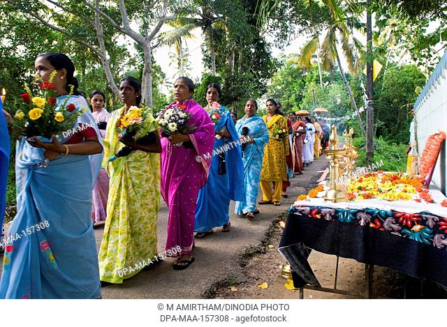 Rosary-day celebration in St. Mary's church Estd1463 dedicated to Our Lady ; popularly called Vechoor Muthiamma at Vechoor ; Kerala ; India