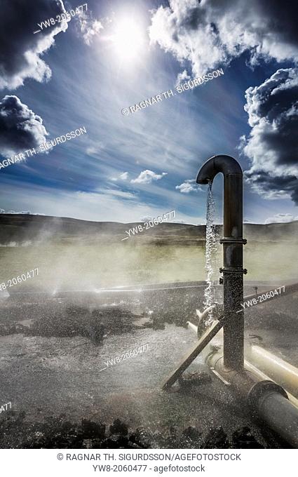 Pipes at Nesjavellir Geothermal Power Plant, Iceland