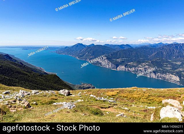 View of Lake Garda from Monte Baldo, Malcesine, Lake Garda, Italy, Europe