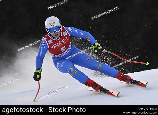 Nadia DELAGO (ITA); Action, alpine skiing, training Kandahar race 2022, women's downhill, ladies' downhill on January 27th, 2022 in Garmisch Partenkirchen